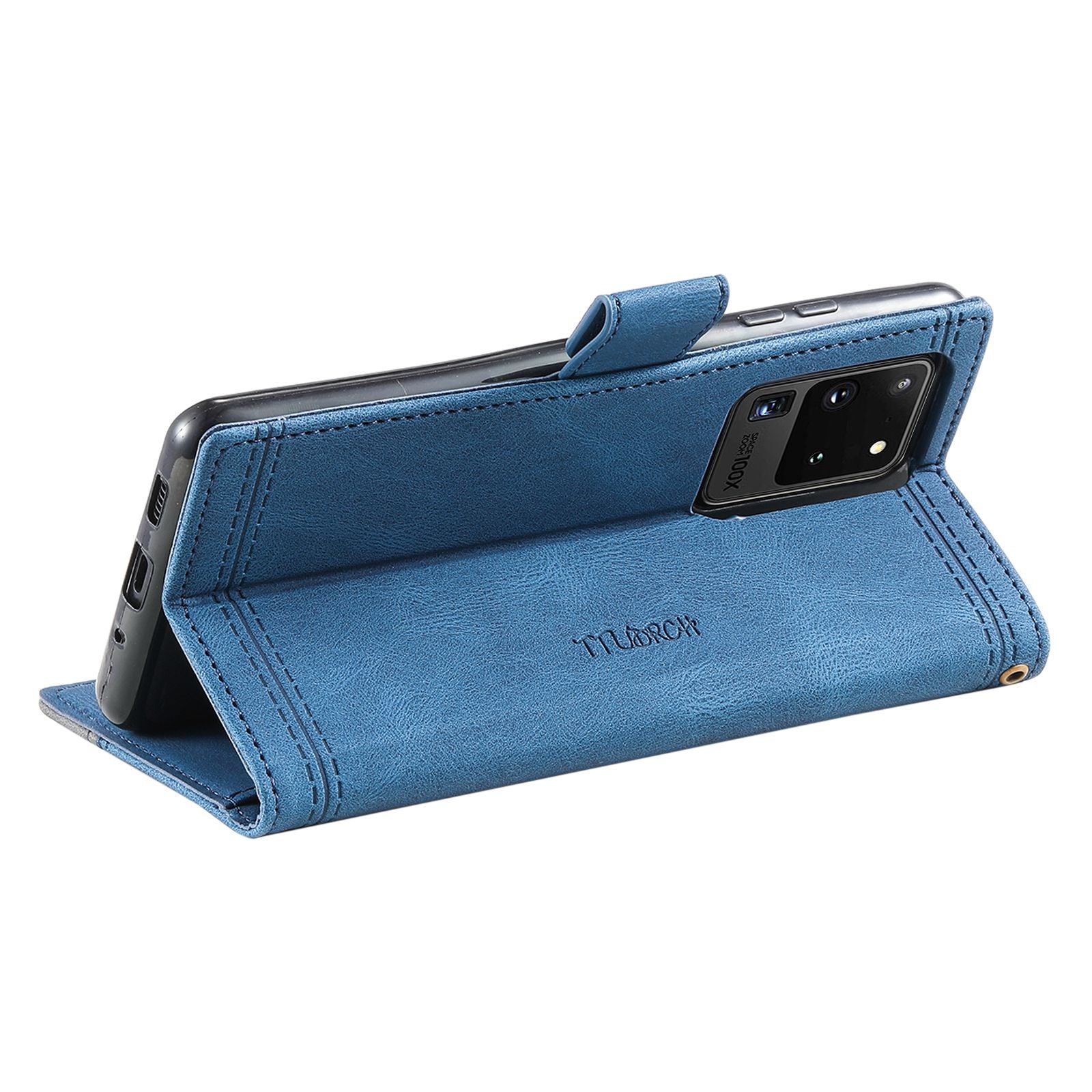 TTUDRCH For Samsung Galaxy S20 Ultra 4G/5G 004 Splicing Skin-touch PU Leather RFID Blocking Phone Case Wallet Stand Cover - Blue TTUDRCH For Samsung Galaxy S20 Ultra 4G/5G 004 Splicing Skin-touch PU Leather RFID Blocking Phone Case Wallet Stand Cover - Blue